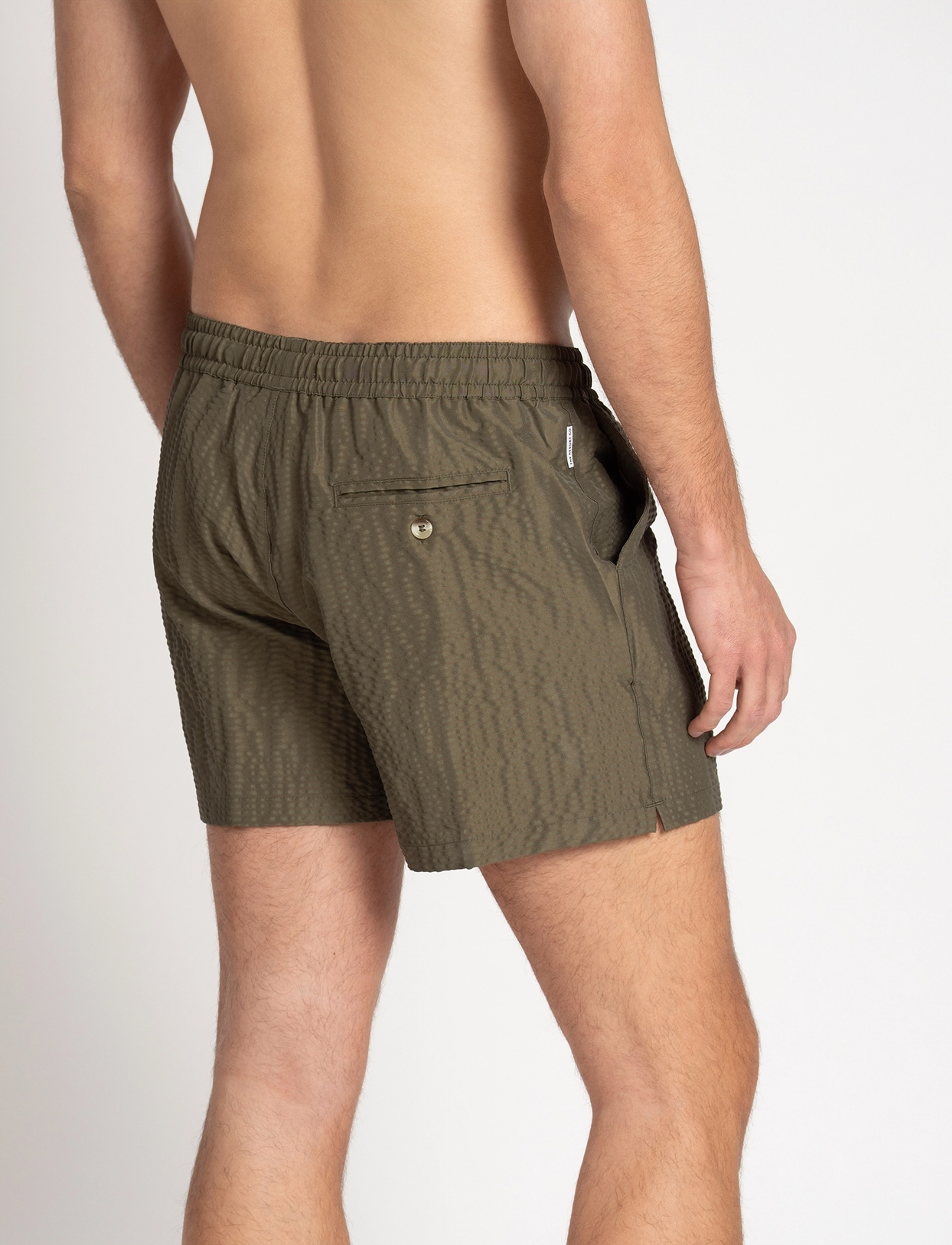 The Resort Co. - Classic Swim Shorts Olive Seersucker - olive - 4