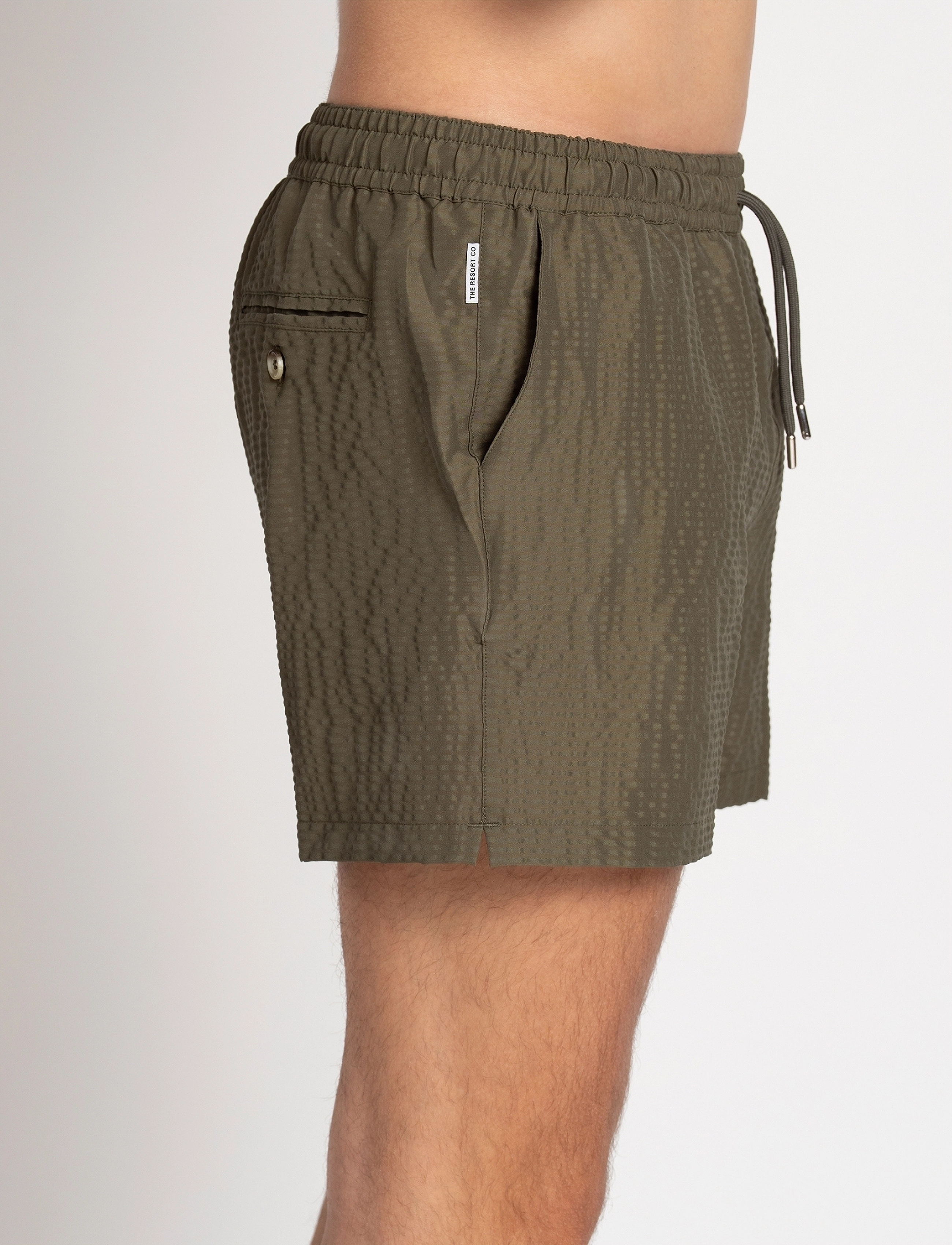 The Resort Co. - Classic Swim Shorts Olive Seersucker - olive - 5