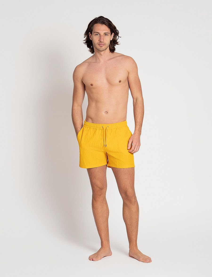 The Resort Co. - Classic Swim Shorts Yellow Seersucker - shorts de bain - yellow - 0
