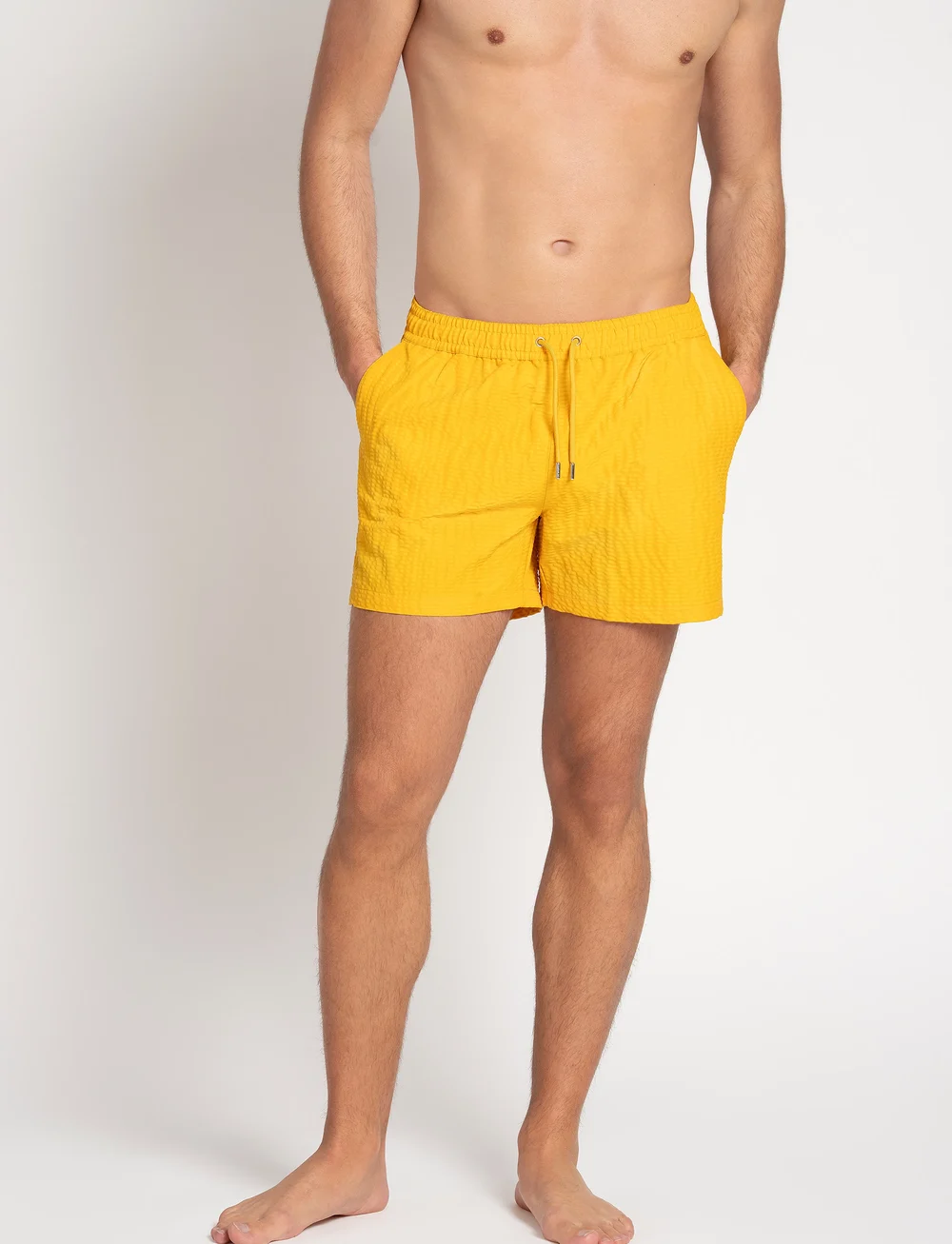 The Resort Co. - Classic Swim Shorts Yellow Seersucker - zwembroeken - yellow - 3