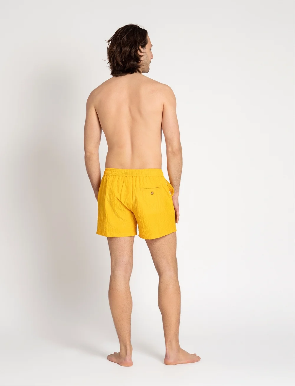 The Resort Co. - Classic Swim Shorts Yellow Seersucker - zwembroeken - yellow - 4