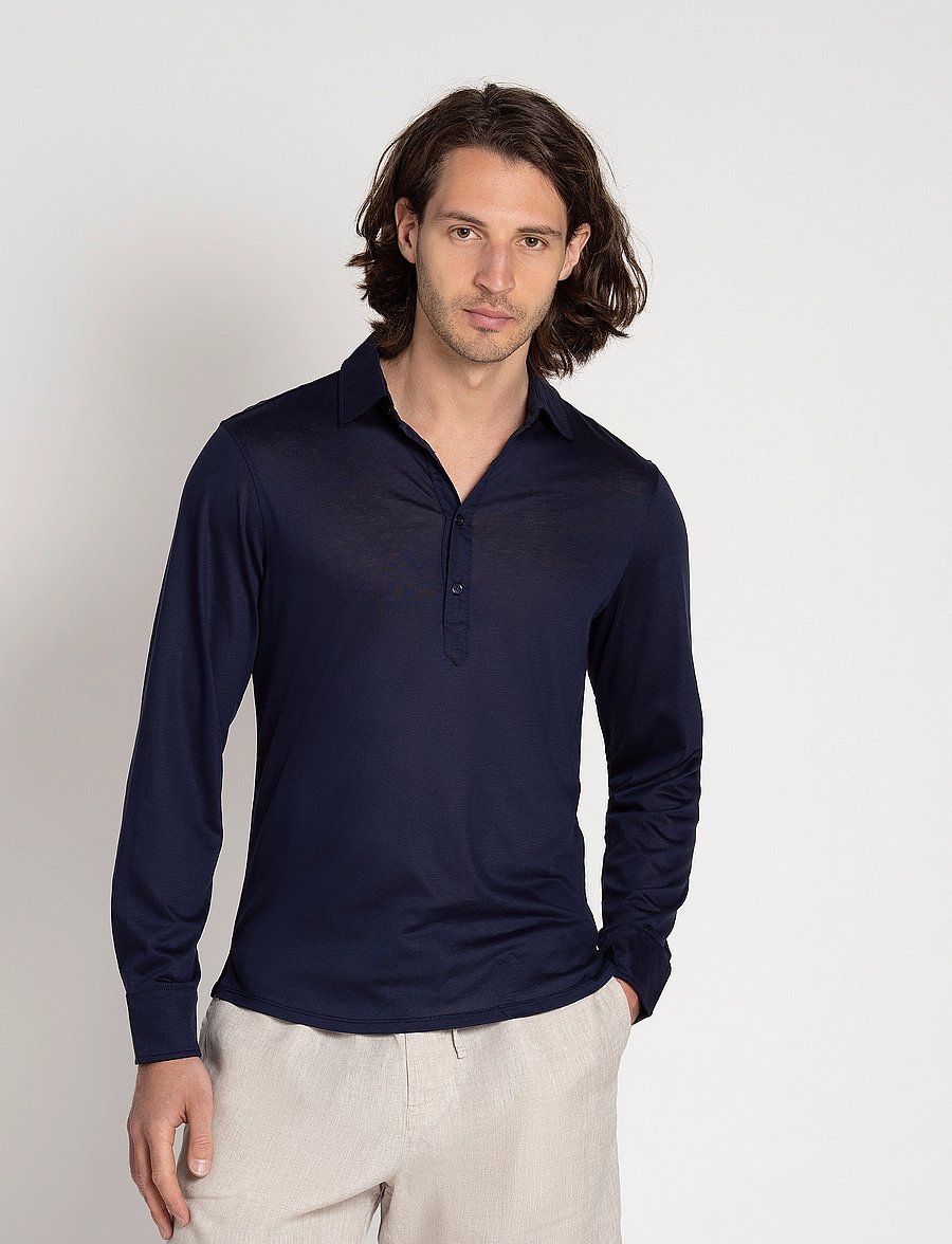 The Resort Co. - Lyocell Popover Navy - poloshirts - navy - 3
