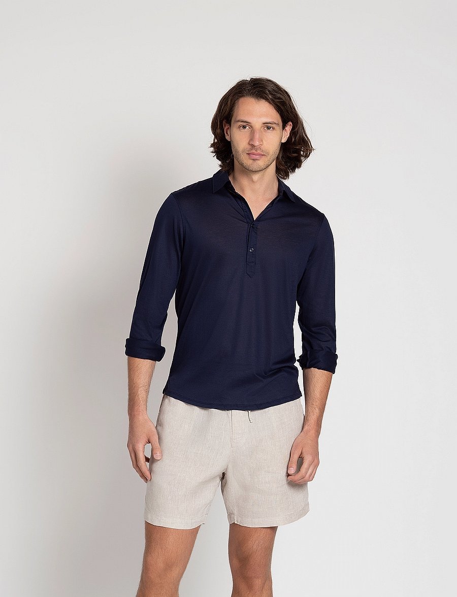The Resort Co. - Lyocell Popover Navy - poloshirts - navy - 5