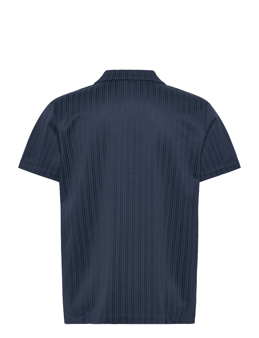 The Resort Co. - Jacquard Resort Shirt Navy - kurzarmhemden - navy - 1