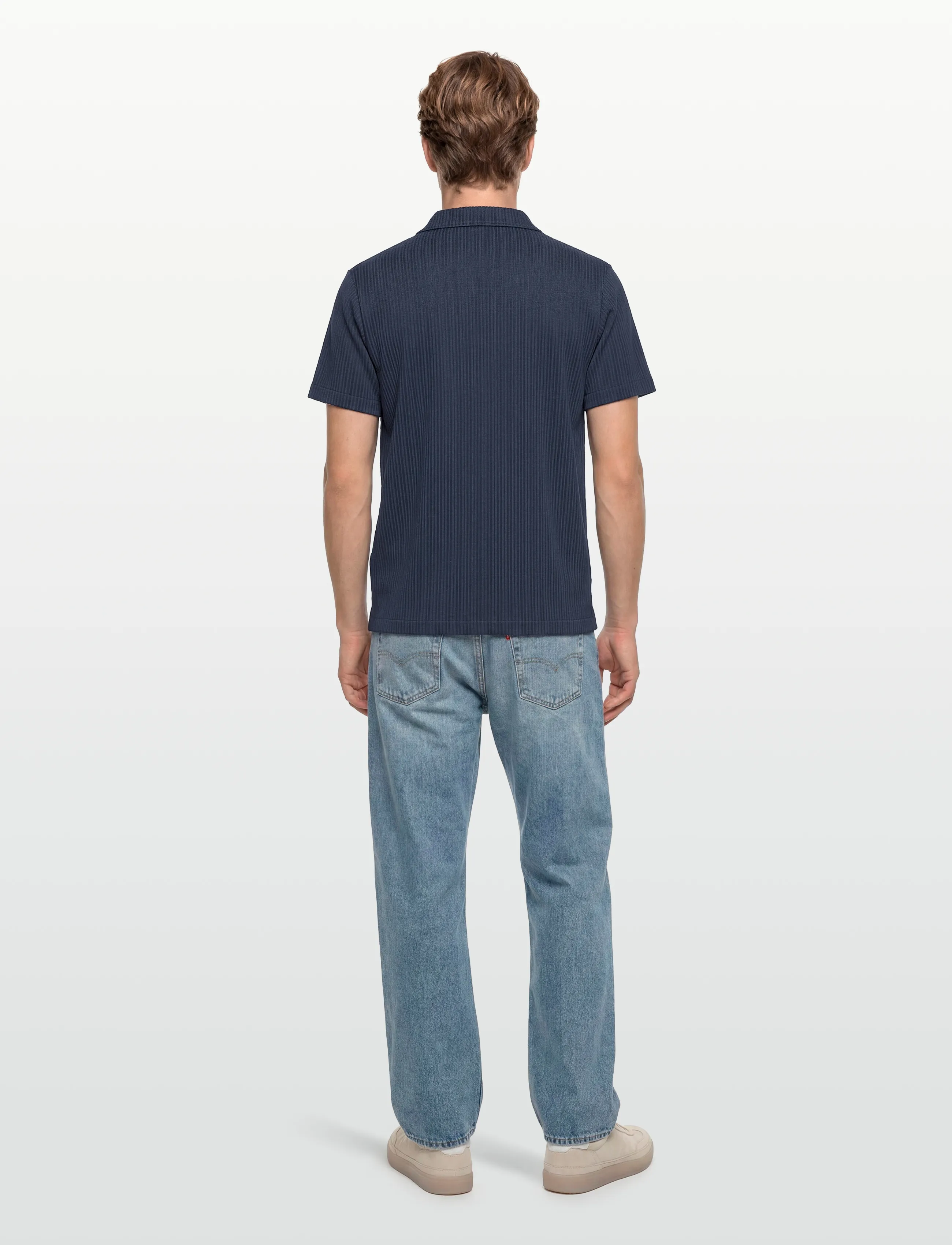 The Resort Co. - Jacquard Resort Shirt Navy - krótki rękaw - navy - 4