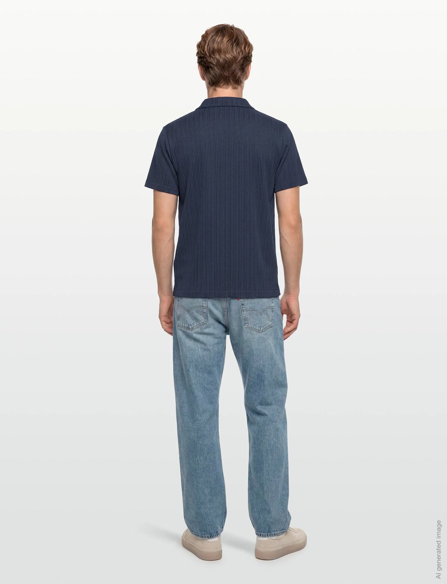 The Resort Co. - Jacquard Resort Shirt Navy - krótki rękaw - navy - 4