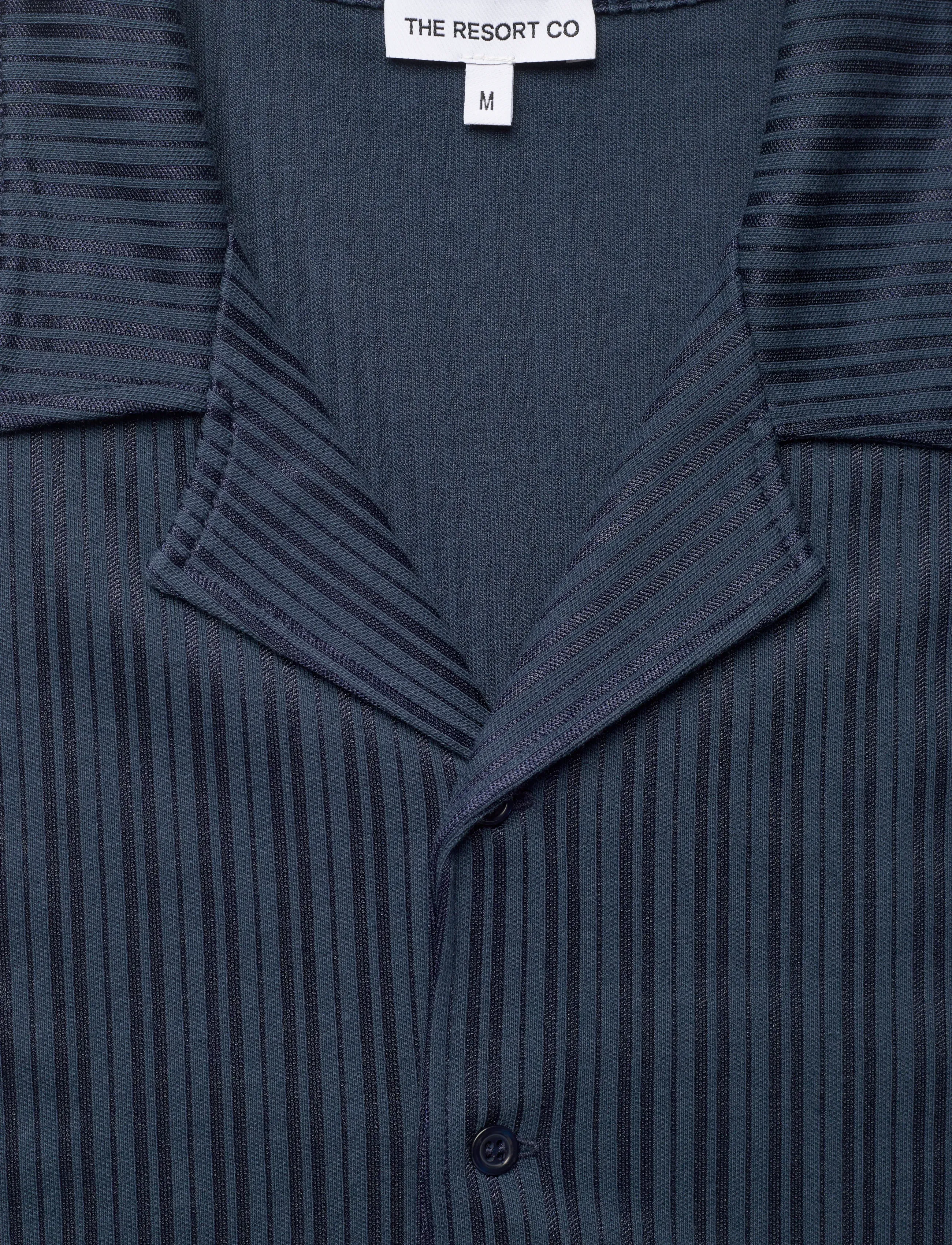 The Resort Co. - Jacquard Resort Shirt Navy - kurzarmhemden - navy - 2