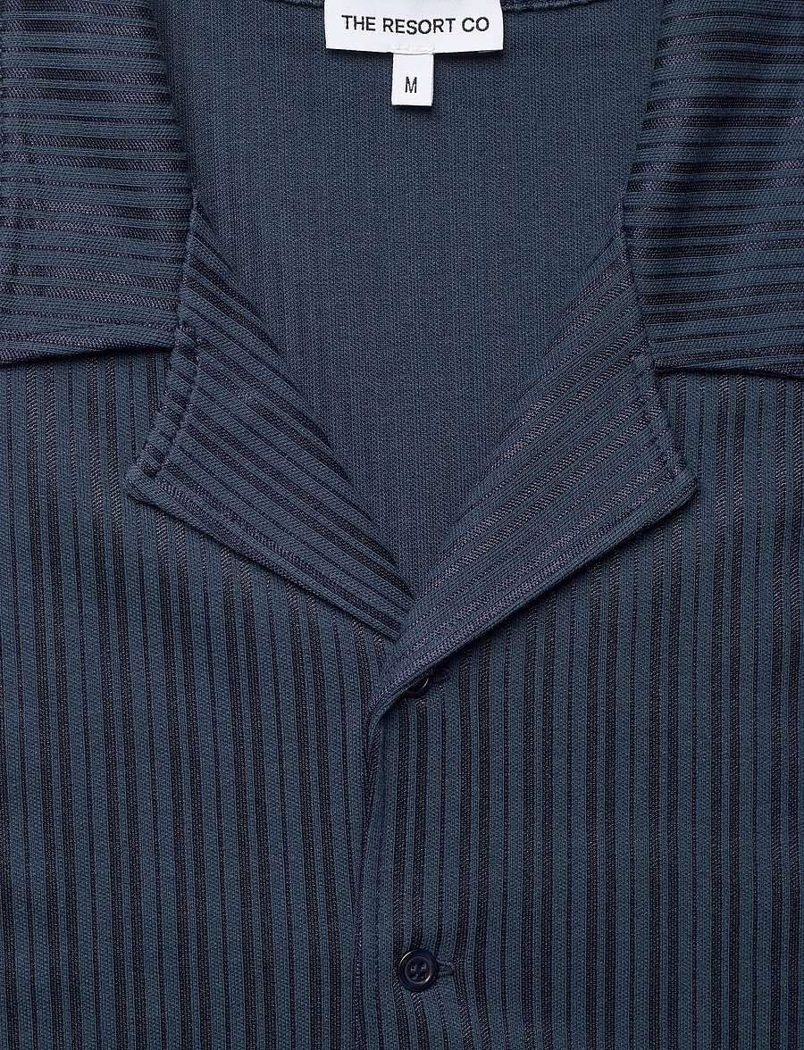 The Resort Co. - Jacquard Resort Shirt Navy - kurzarmhemden - navy - 2