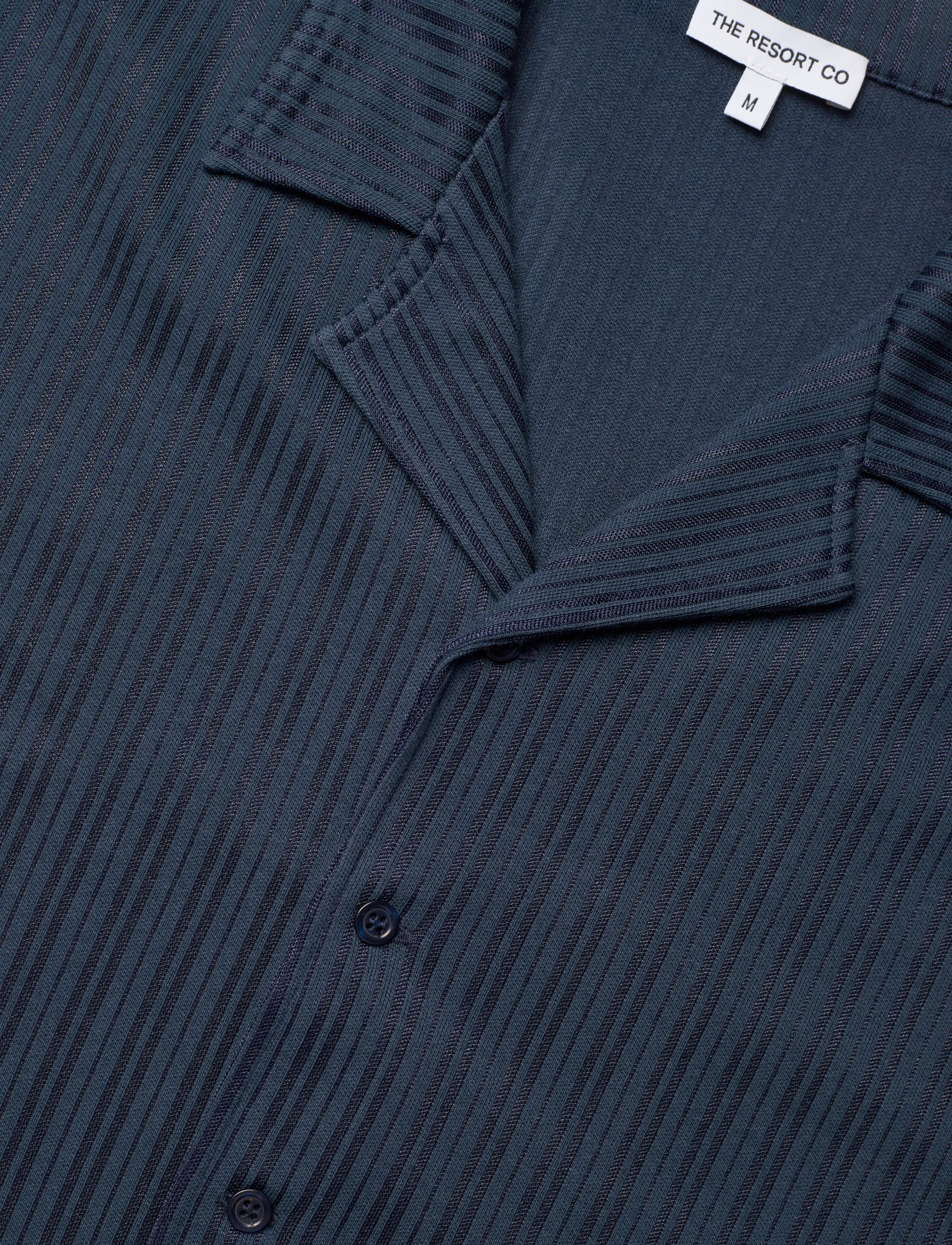 The Resort Co. - Jacquard Resort Shirt Navy - kurzarmhemden - navy - 3