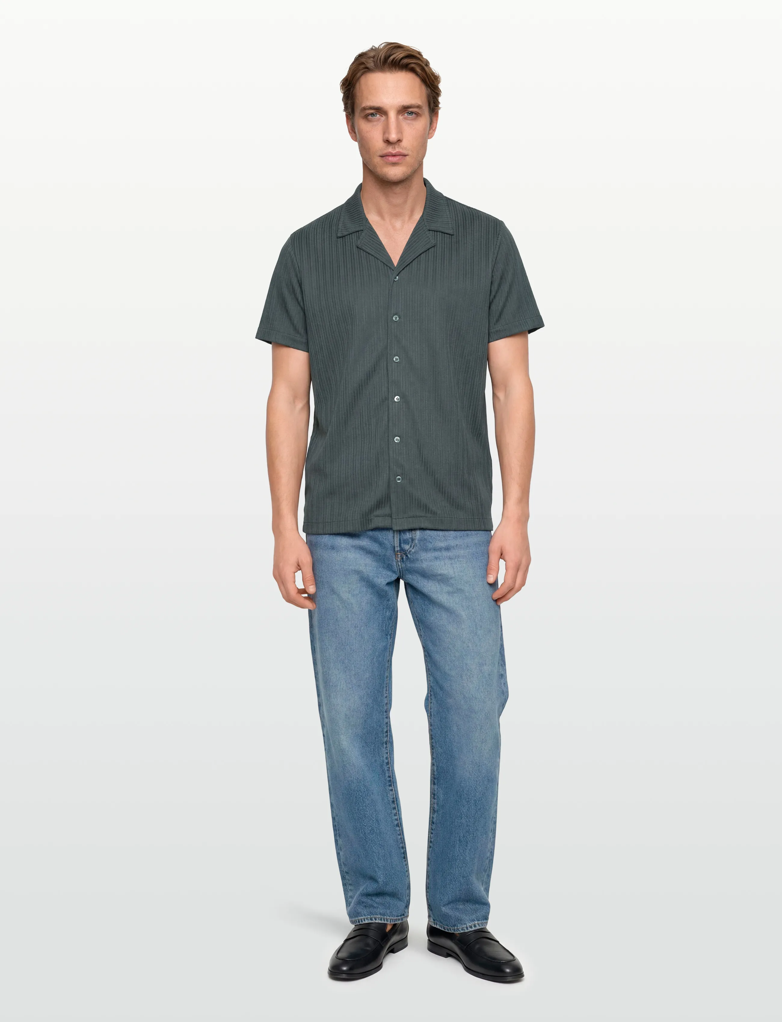 The Resort Co. Jacquard Resort Shirt Juniper Green, Mænd, Jacquard Resort Skjorte, Grøn, Str: M