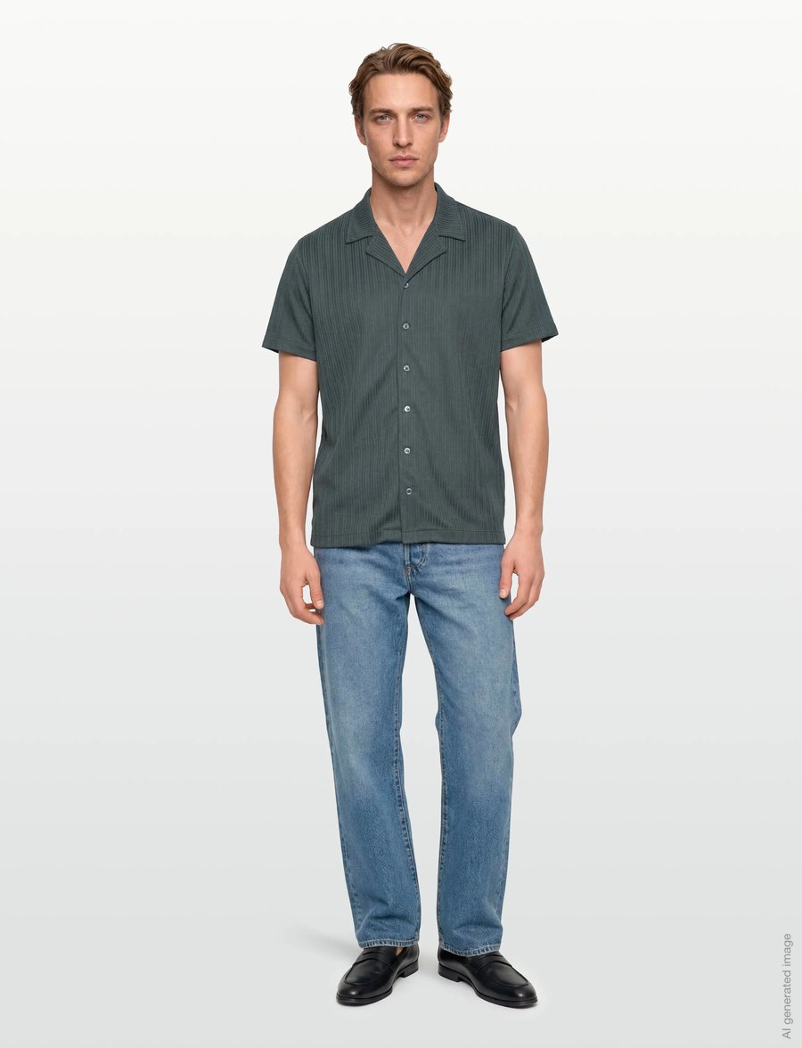 The Resort Co. - Jacquard Resort Shirt Juniper Green - kurzarmhemden - juniper green - 0