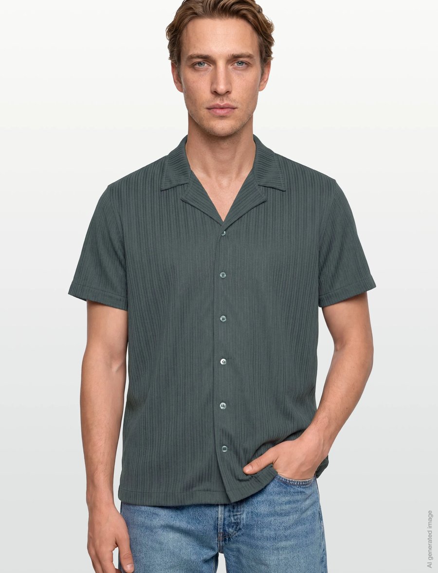 The Resort Co. - Jacquard Resort Shirt Juniper Green - kurzarmhemden - juniper green - 3