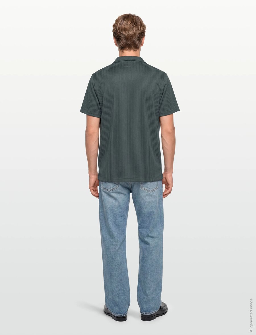 The Resort Co. - Jacquard Resort Shirt Juniper Green - kurzarmhemden - juniper green - 4