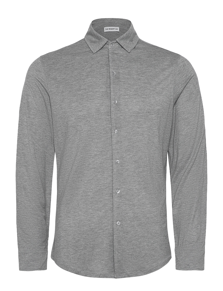 The Resort Co. - Lyocell Shirt Grey Melange - casual hemden - grey melange - 0