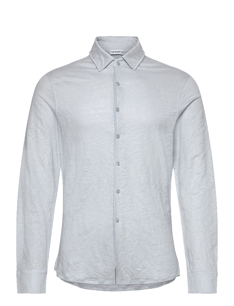 The Resort Co. - Linen Jersey Shirt Light Blue - hørskjorter - light blue - 0