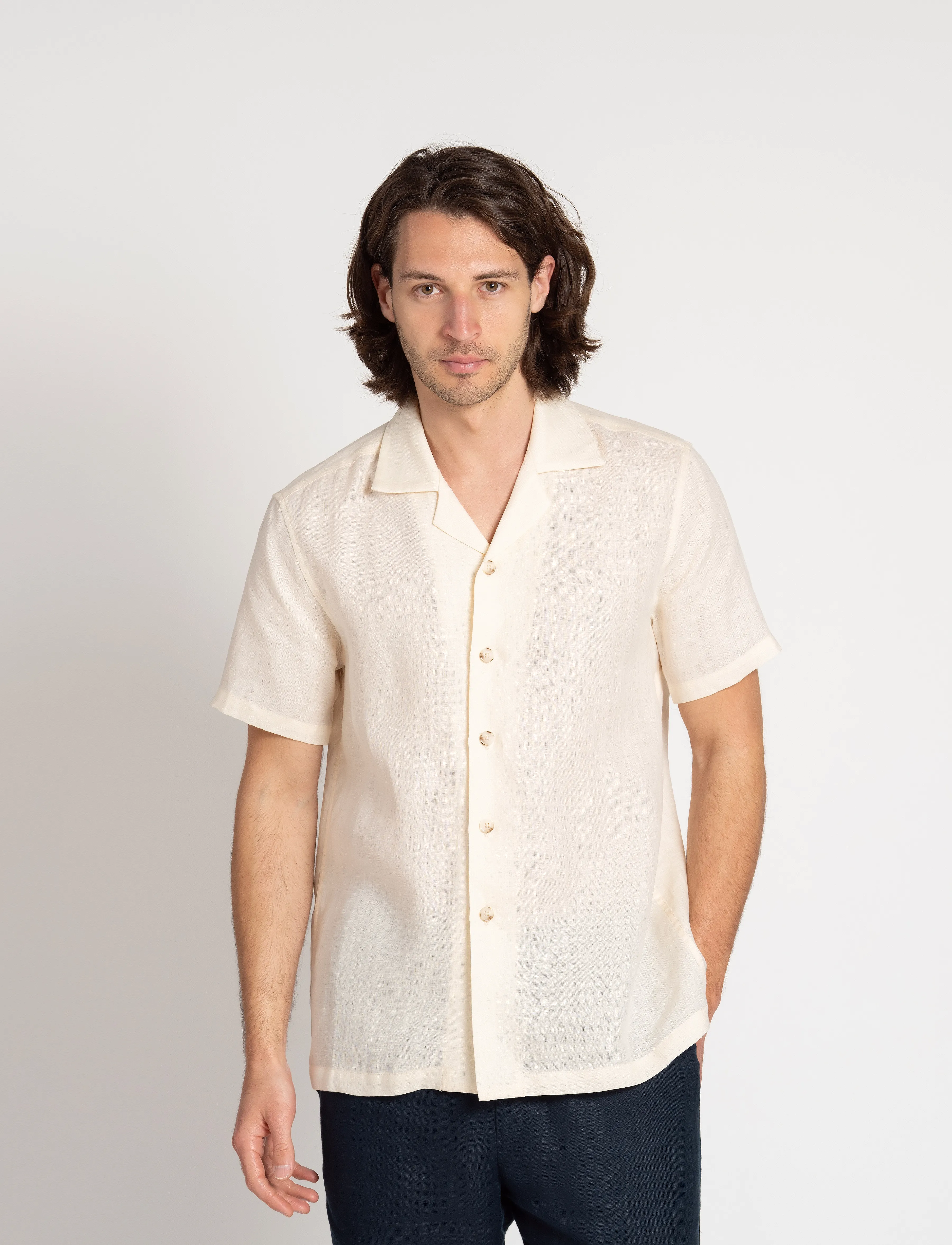 The Resort Co. - Linen Resort Shirt Ivory - linnen overhemden - ivory - 4