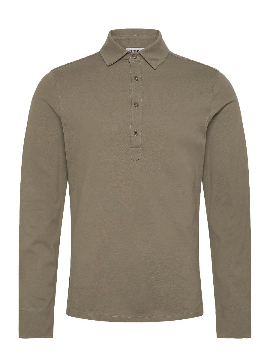 The Resort Co. - Piqué Popover Olive - polo marškinėliai ilgomis rankovėmis - olive - 0