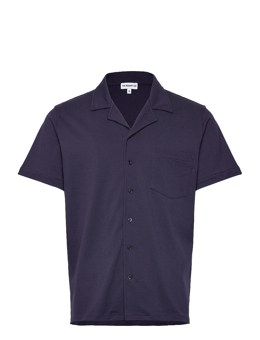 The Resort Co. - Piqué Resort Shirt Navy - kurzarmhemden - navy - 1