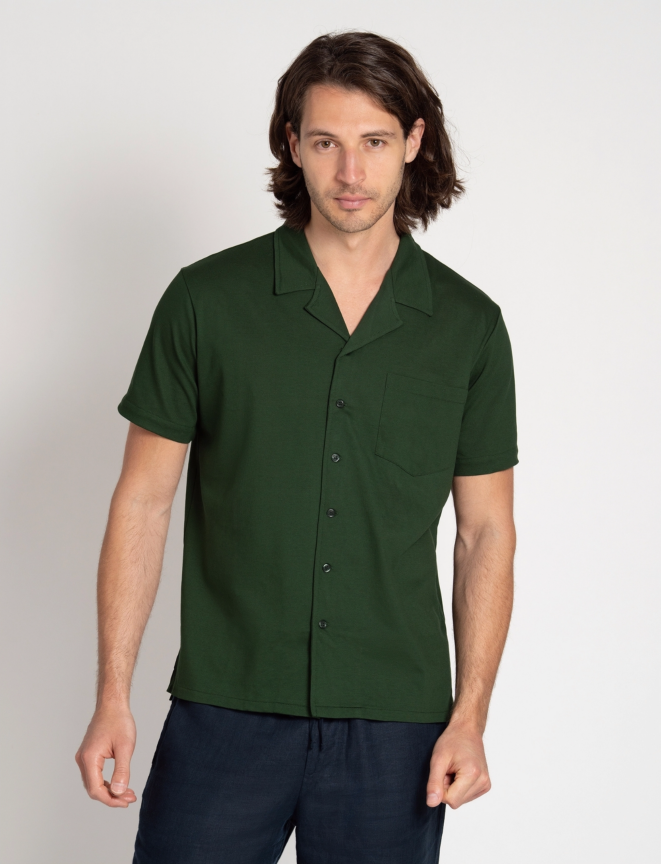 The Resort Co. - Piqué Resort Shirt Deep Green - stutterma skyrtur - deep green - 3