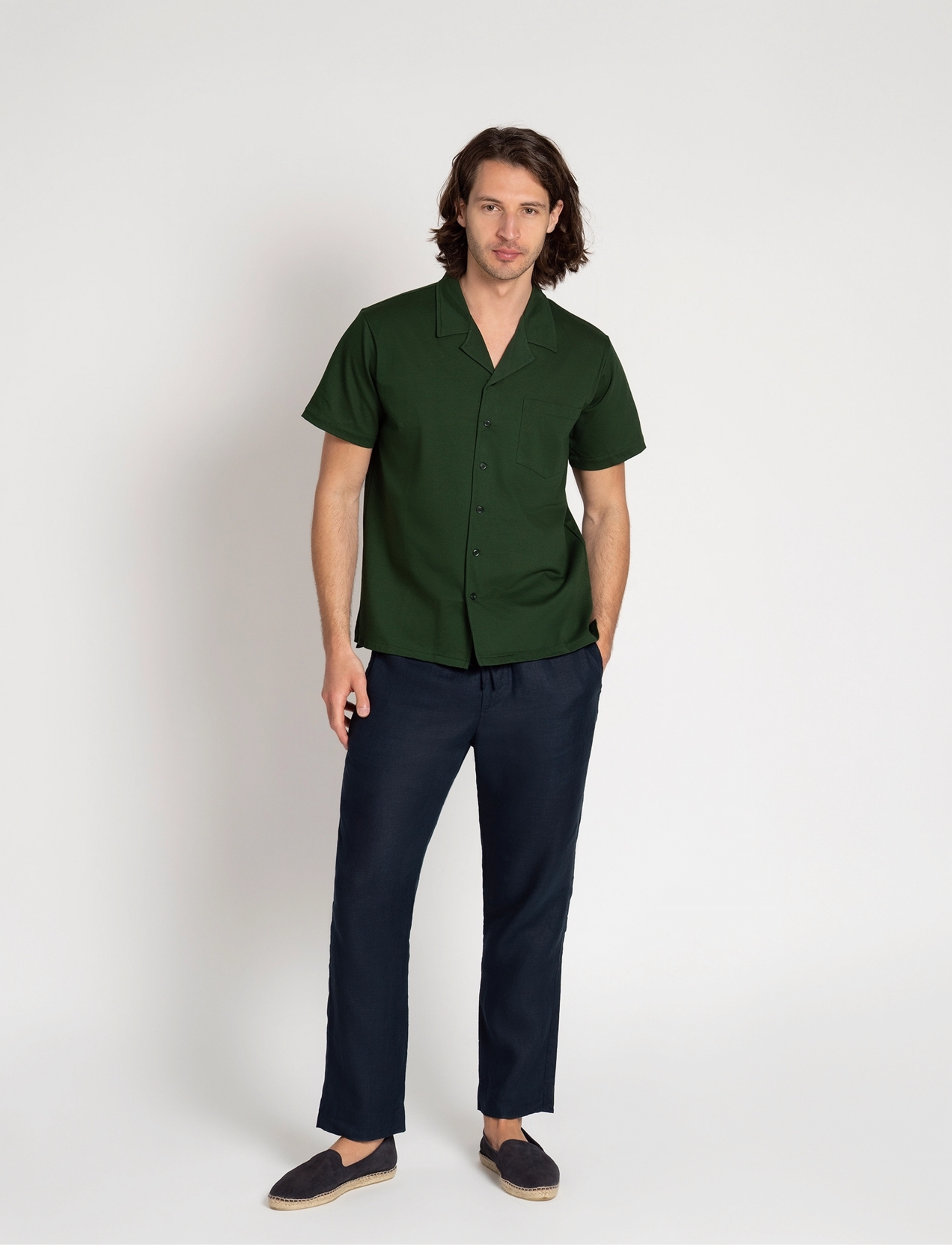 The Resort Co. - Piqué Resort Shirt Deep Green - stutterma skyrtur - deep green - 4