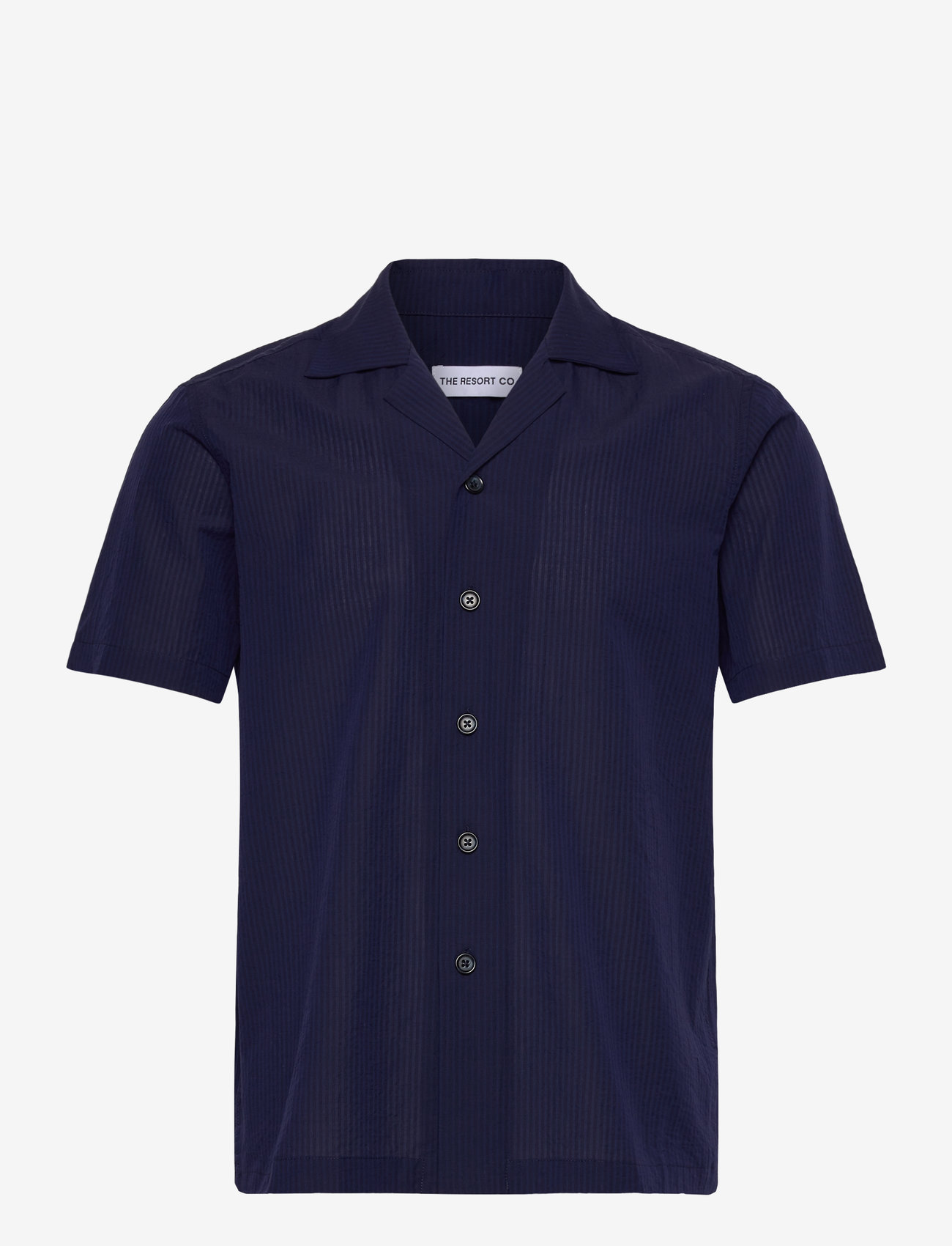 The Resort Co. - Seersucker Resort Shirt Navy - kortærmede skjorter - navy - 1