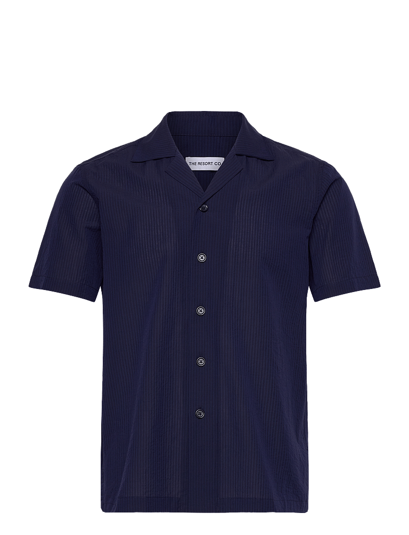 The Resort Co. - Seersucker Resort Shirt Navy - kortærmede skjorter - navy - 1