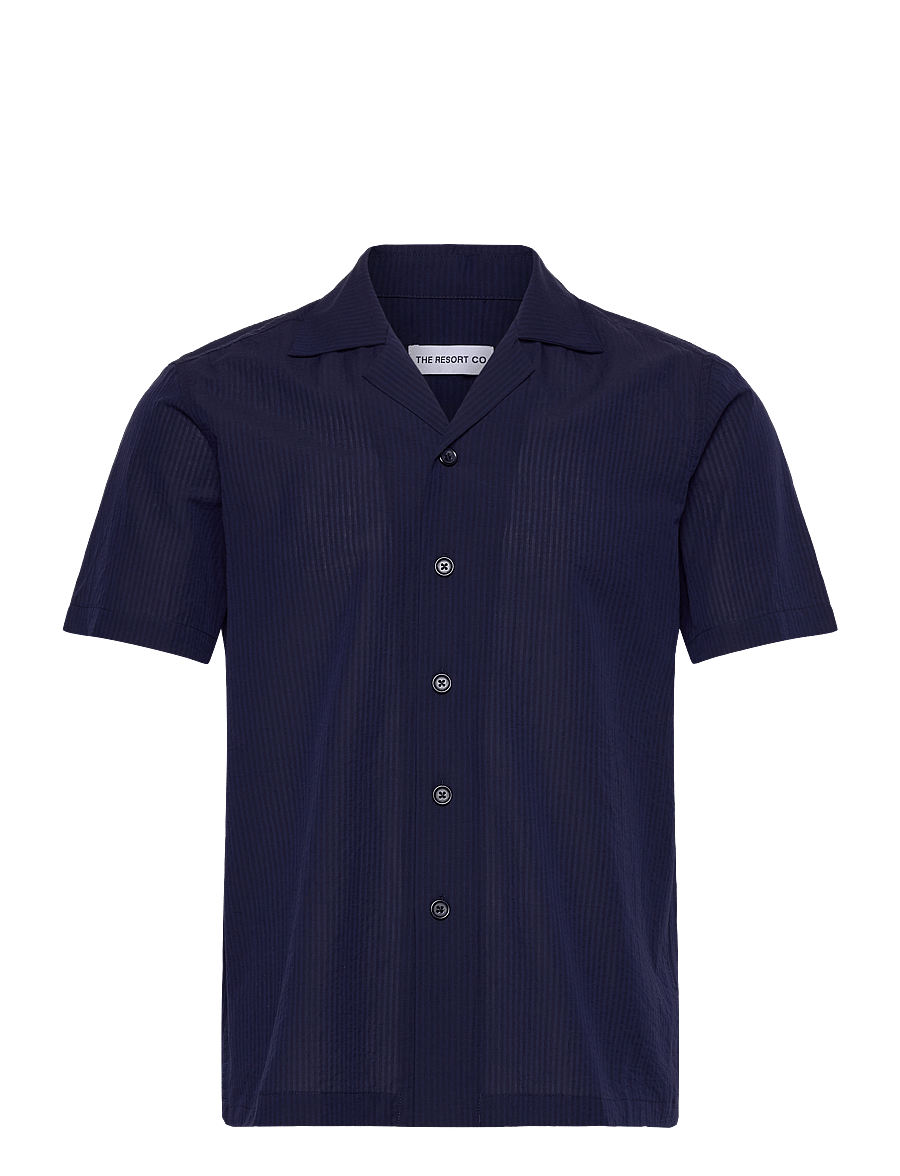 The Resort Co. - Seersucker Resort Shirt Navy - chemises à manches courtes - navy - 1