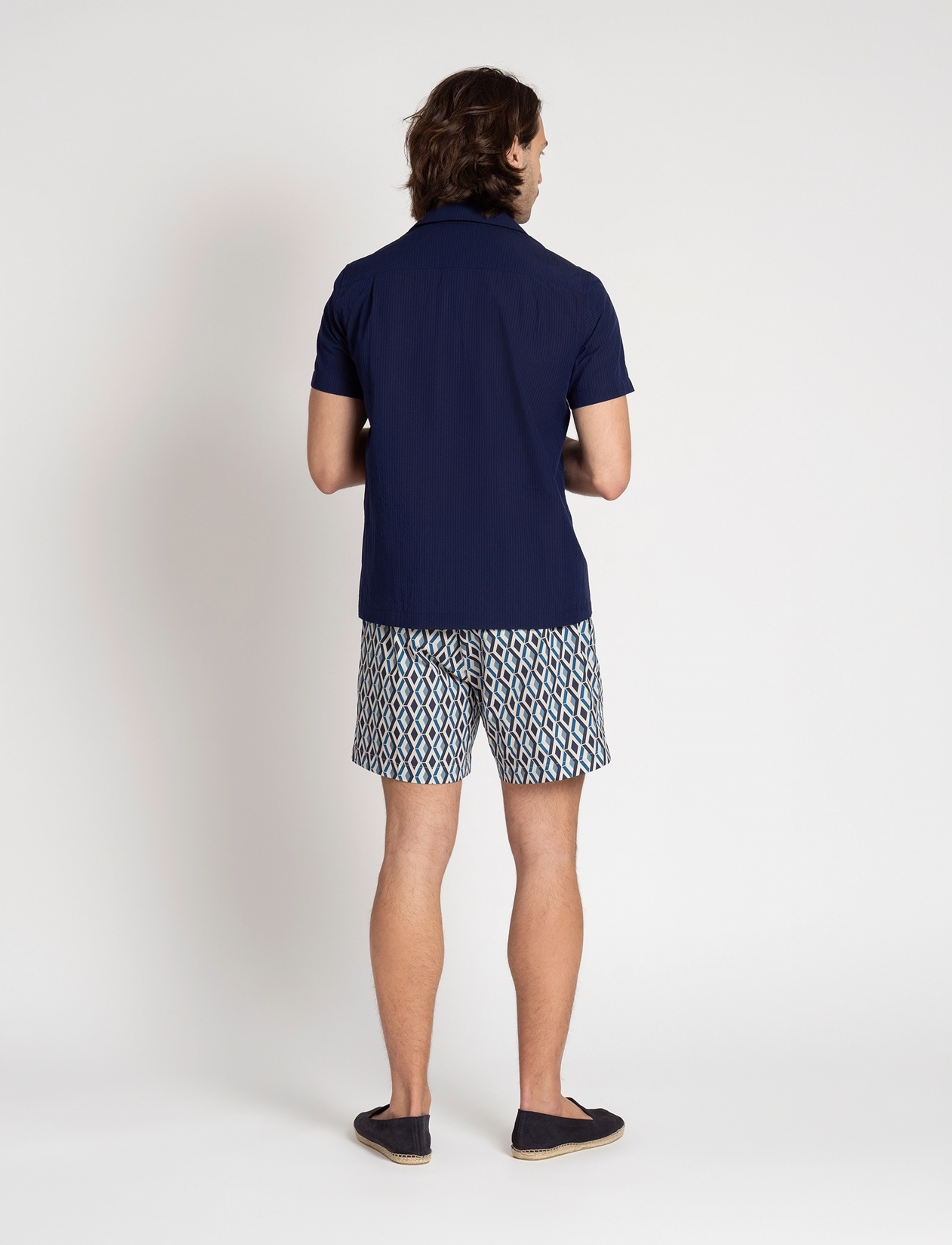 The Resort Co. - Seersucker Resort Shirt Navy - chemises à manches courtes - navy - 4