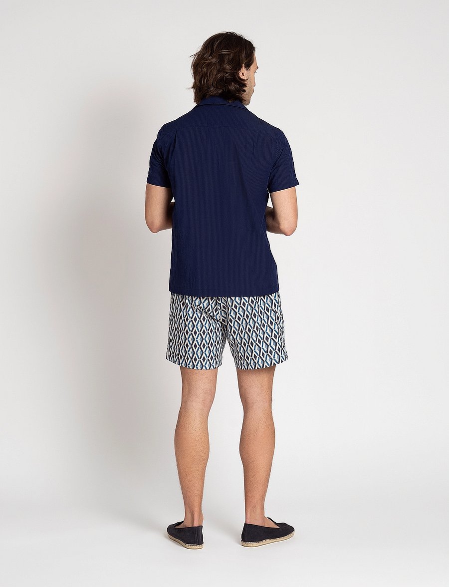 The Resort Co. - Seersucker Resort Shirt Navy - chemises à manches courtes - navy - 4
