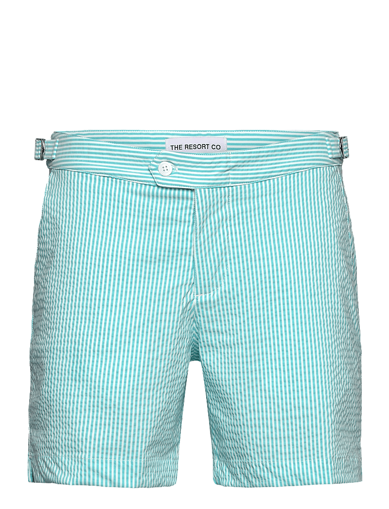 The Resort Co. - Tailored Swim Shorts Turquoise Seersucker - badehose - turquoise stripe - 0