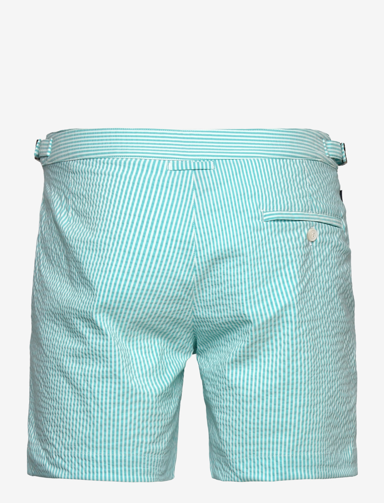 The Resort Co. - Tailored Swim Shorts Turquoise Seersucker - badeshorts - turquoise stripe - 1