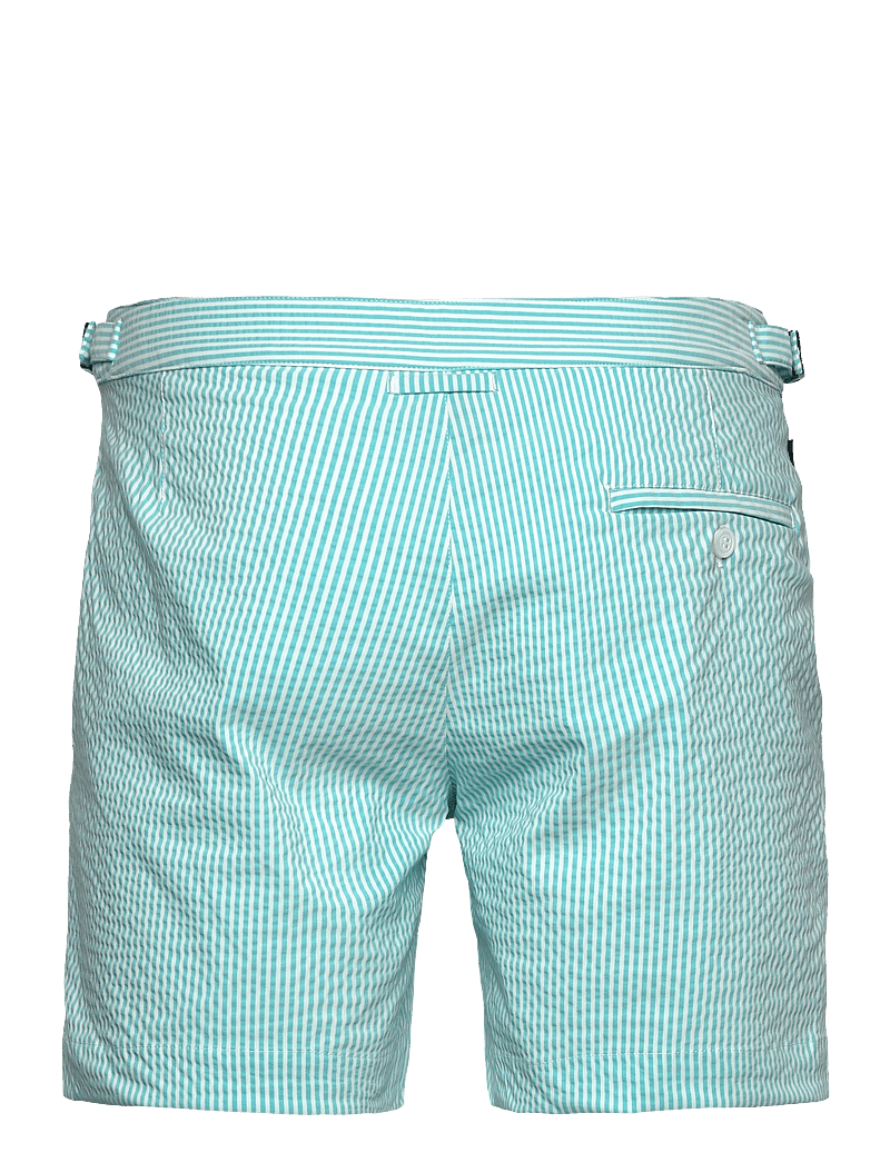 The Resort Co. - Tailored Swim Shorts Turquoise Seersucker - badehose - turquoise stripe - 1
