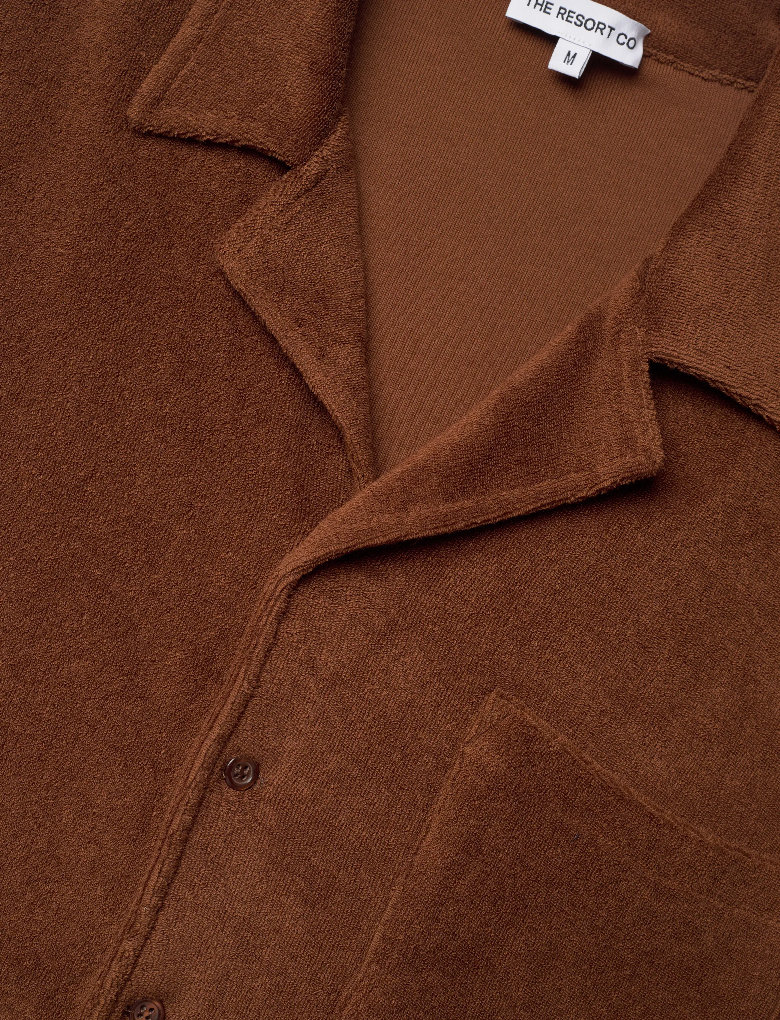 The Resort Co. - Terry Resort Shirt Brown - casual skjorter - brown - 3