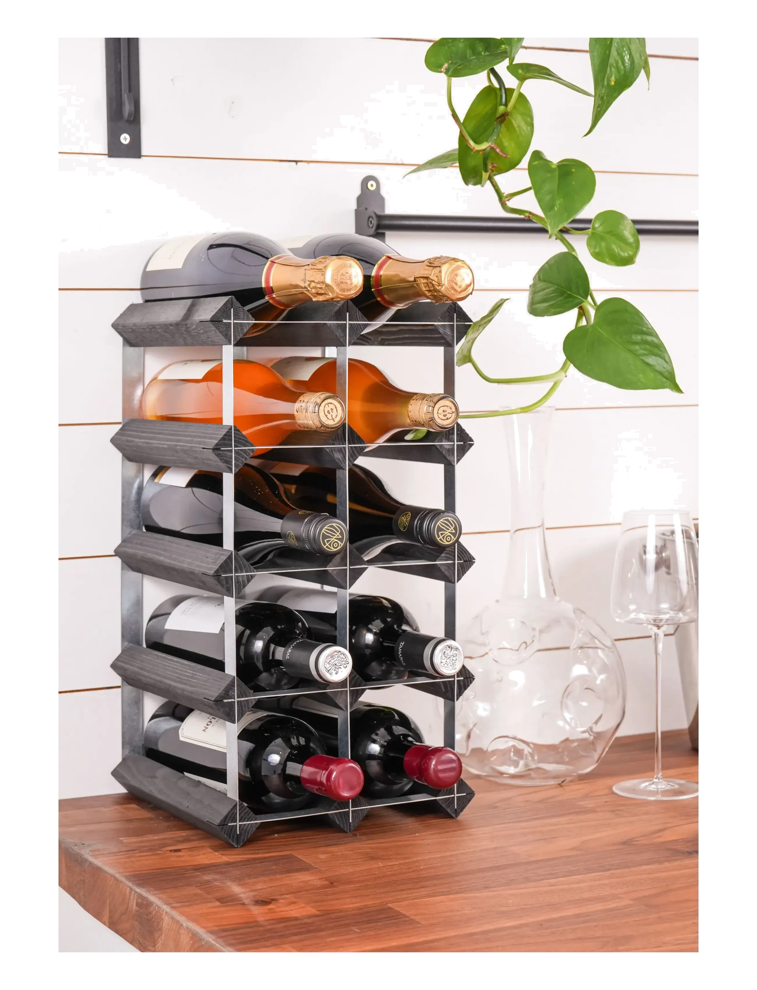 The Swedish Wine Rack Factory 12 Flasker Selvmonteringssæt Sort Ask, One Size, Furniture, Schwarz - Shelves, Homeware