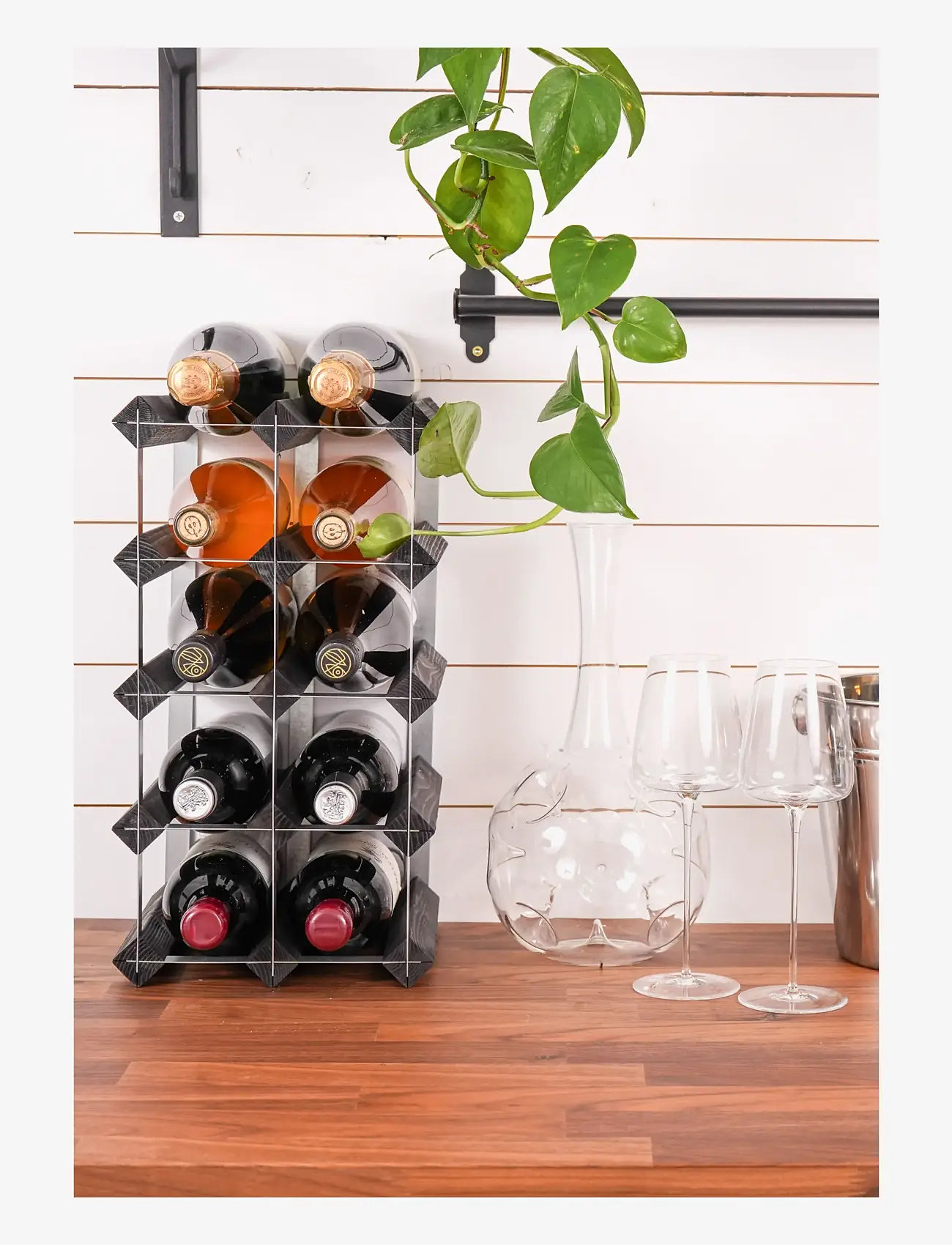 The Swedish Wine Rack Factory - 12 Bottle Self Assembly Kit Black Ash - geymsla og hillur - black ash - 4
