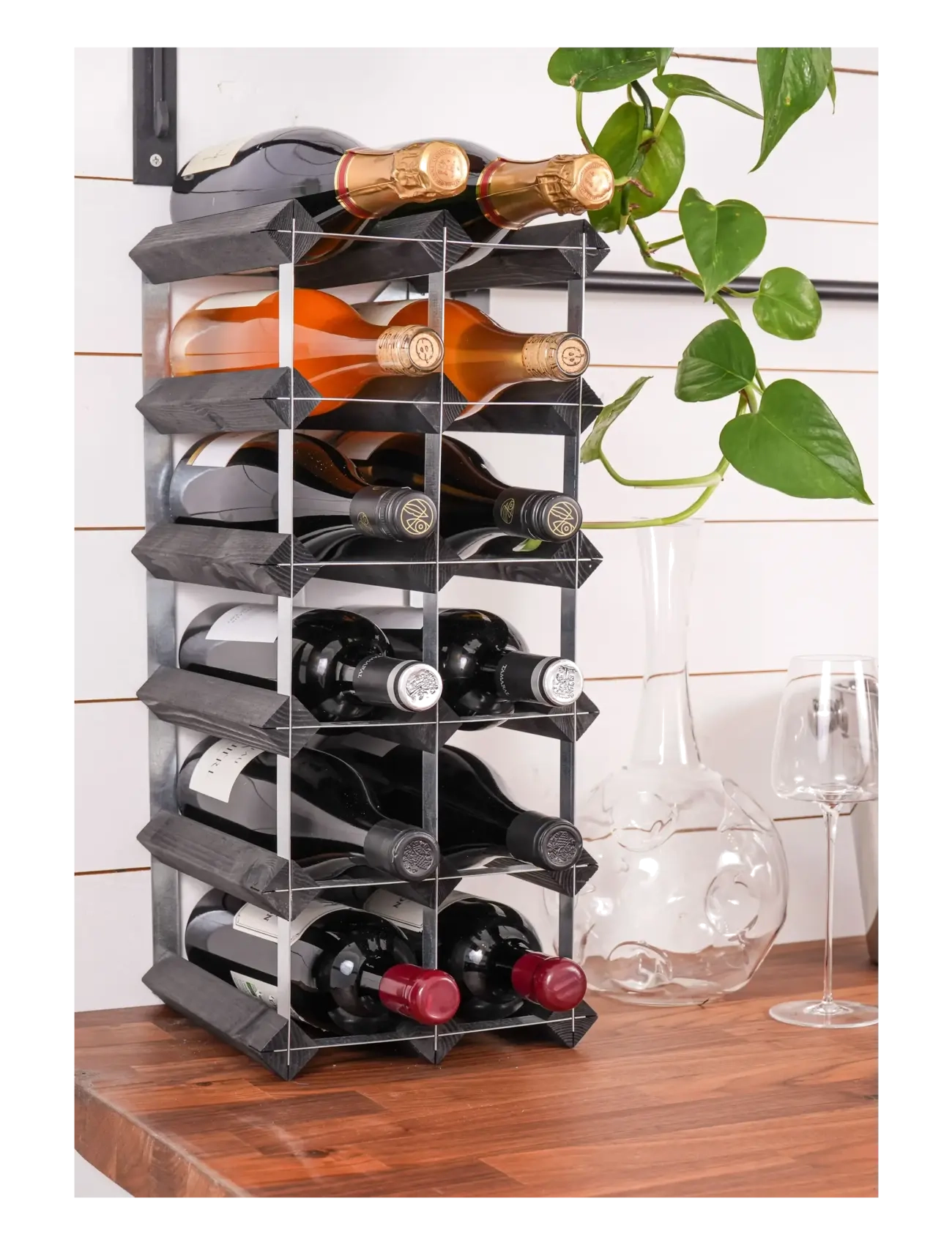 The Swedish Wine Rack Factory 15-Flaskers Samlesæt I Sort Ask, One Size, Furniture, Schwarz - Shelves, Homeware