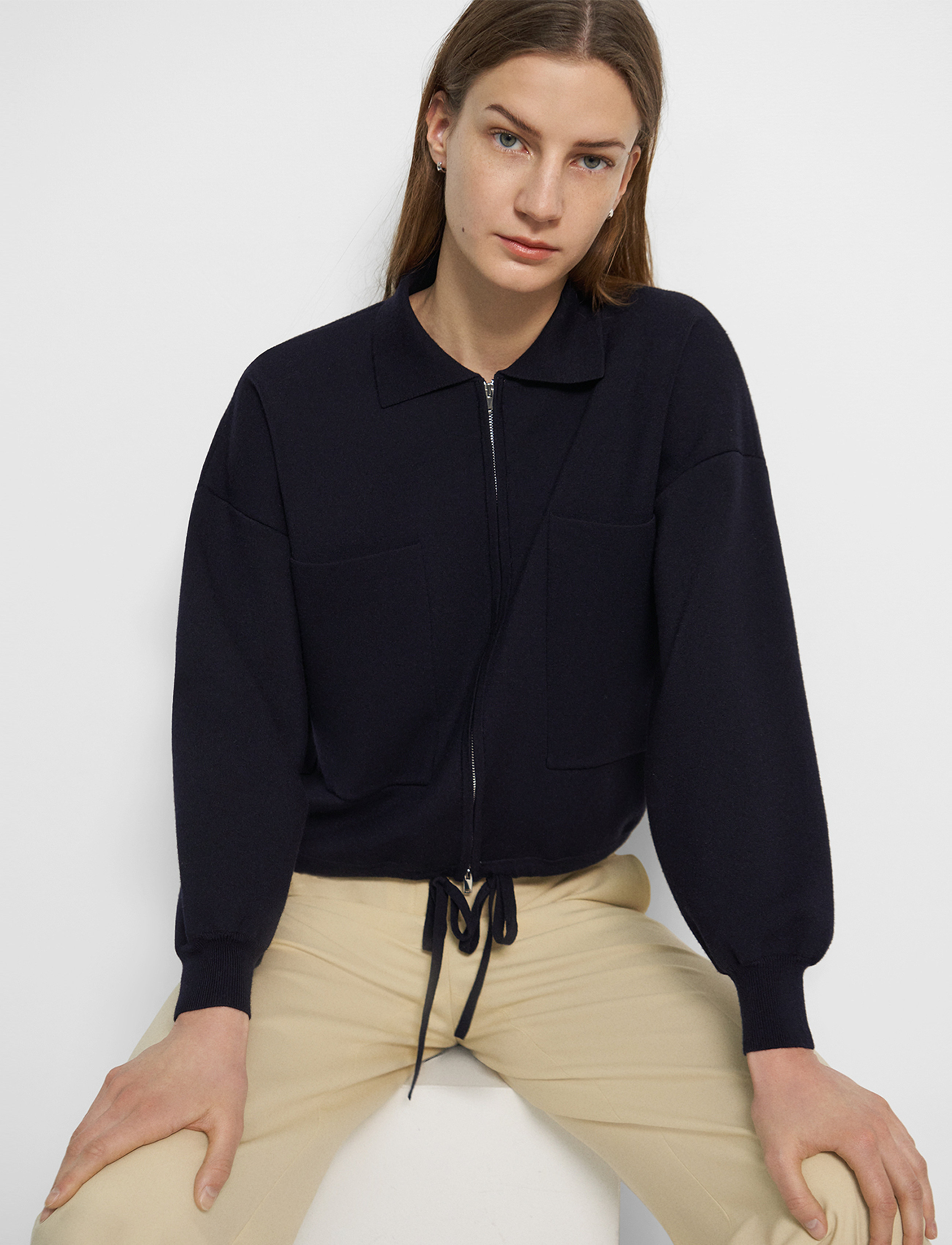 Theory - CROPPED ZIP UP.EMPIR - inkwell - 3