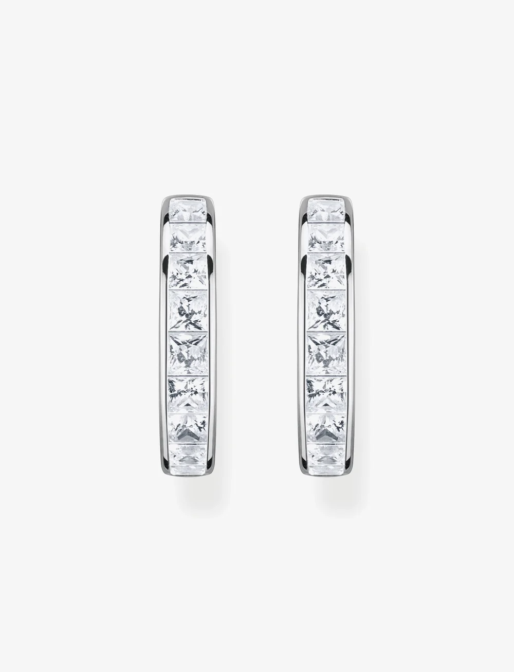 Thomas Sabo - Hoop Earrings With White Stones Pavé Silver - korvarenkaat - silver - 1