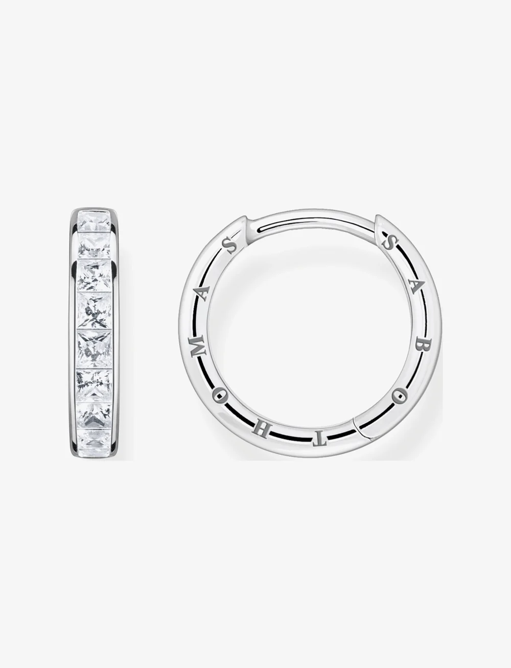 Thomas Sabo - Hoop Earrings With White Stones Pavé Silver - korvarenkaat - silver - 2