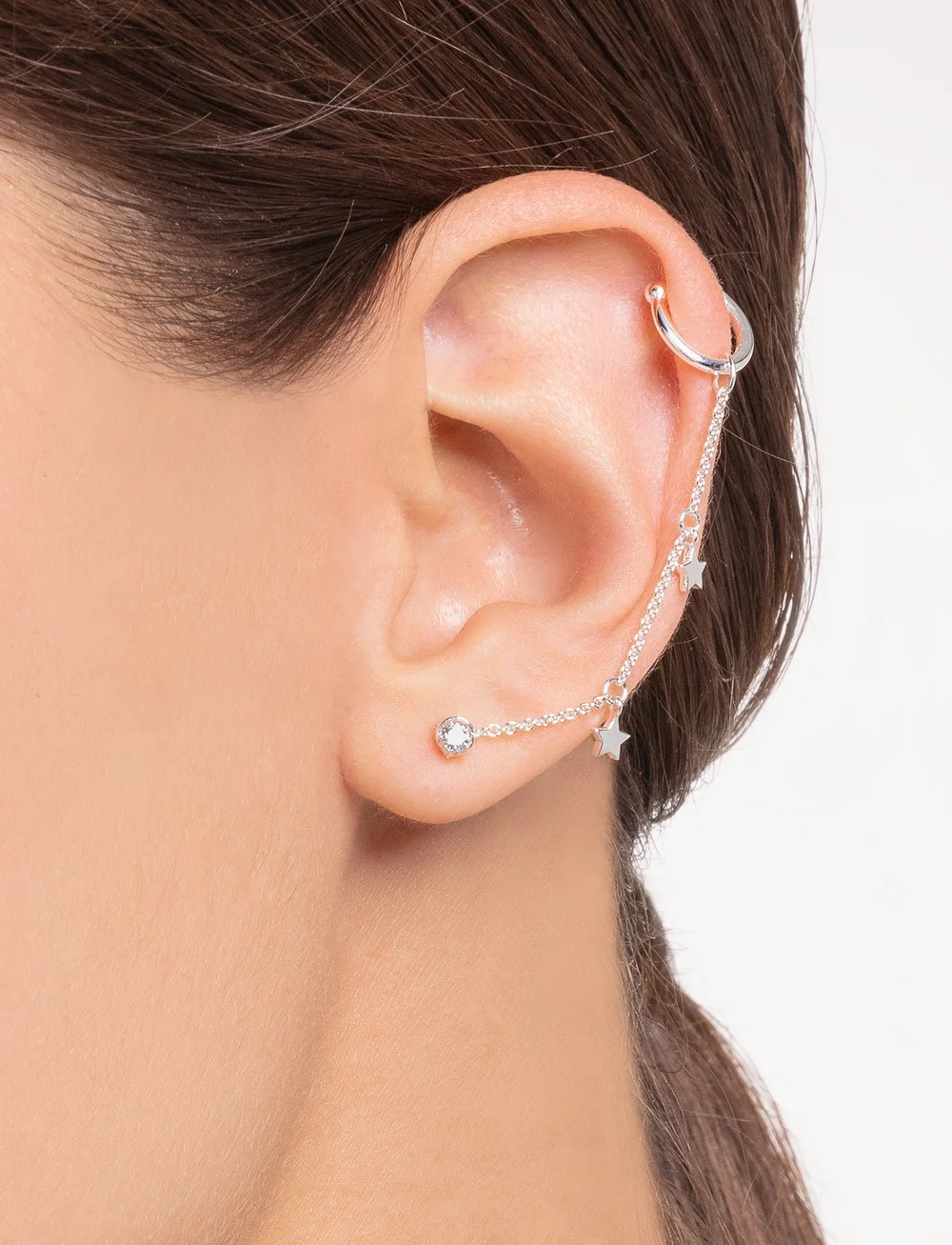 Thomas Sabo - Single Ear Stud Small White Stone - nappikorvakorut - silver - 0