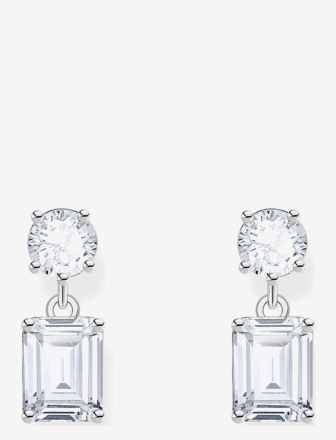 Thomas Sabo - Silver Earrings With White Zirconia In Different Cuts - ohrhänger - silver - 0
