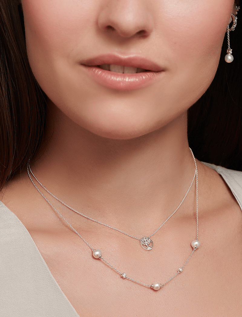 Thomas Sabo - Necklace With Pearls and White stones - pärlhalsband - silver - 0