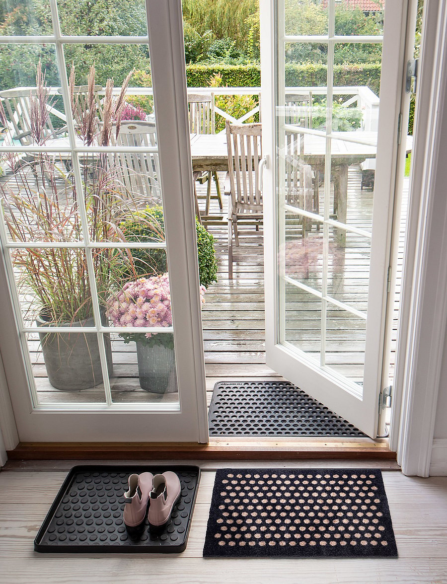tica copenhagen - Floormat polyamide, 60x40 cm, dot design - türmatten - black/beige - 0