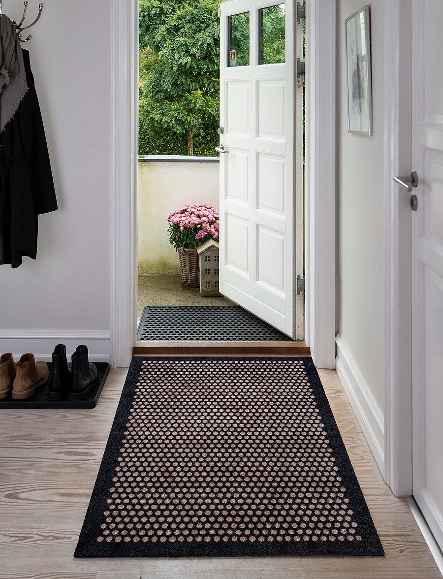 tica copenhagen - Floormat polyamide, 130x90 cm, dot design - türmatten - black/beige - 0