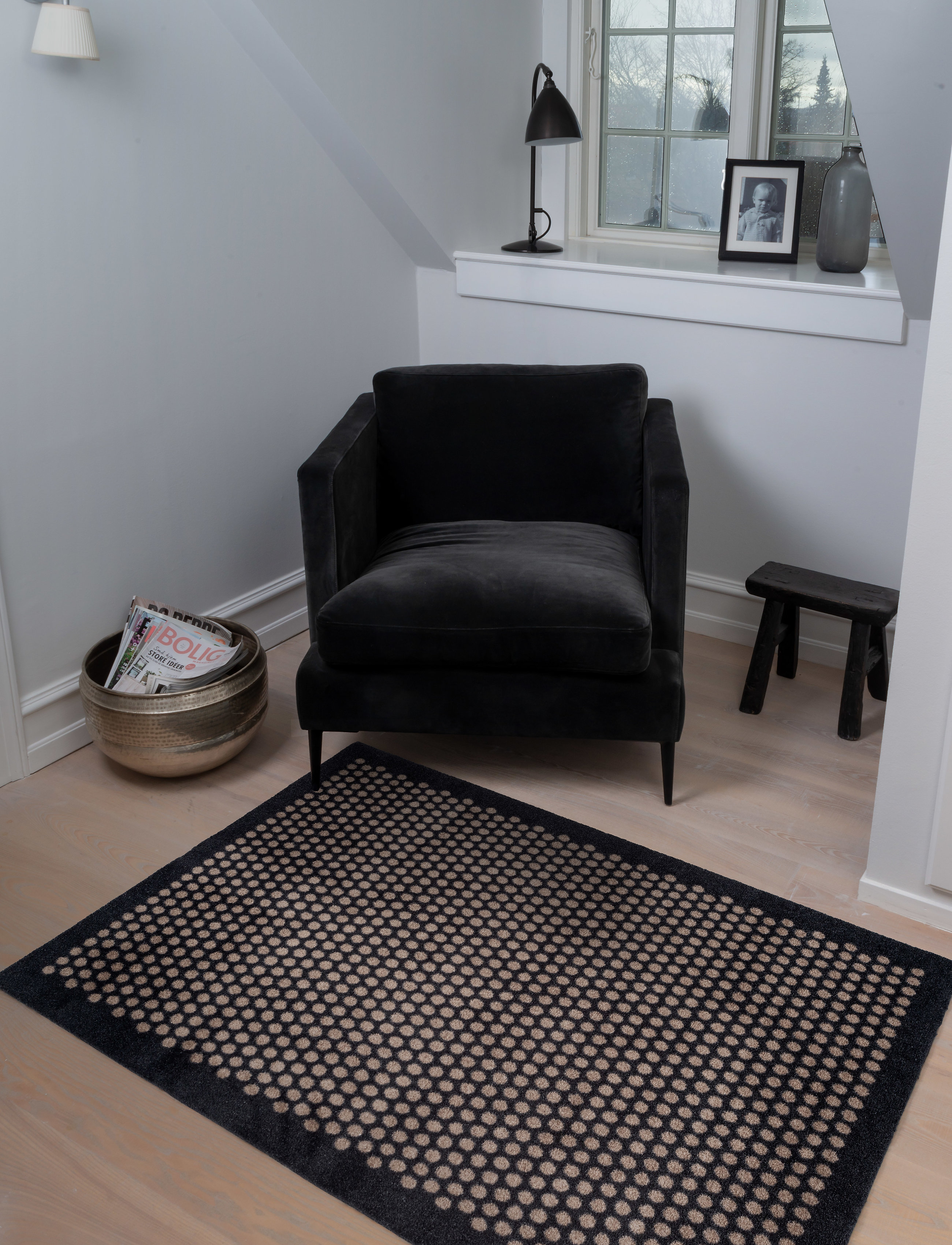 tica copenhagen - Floormat polyamide, 130x90 cm, dot design - türmatten - black/beige - 5