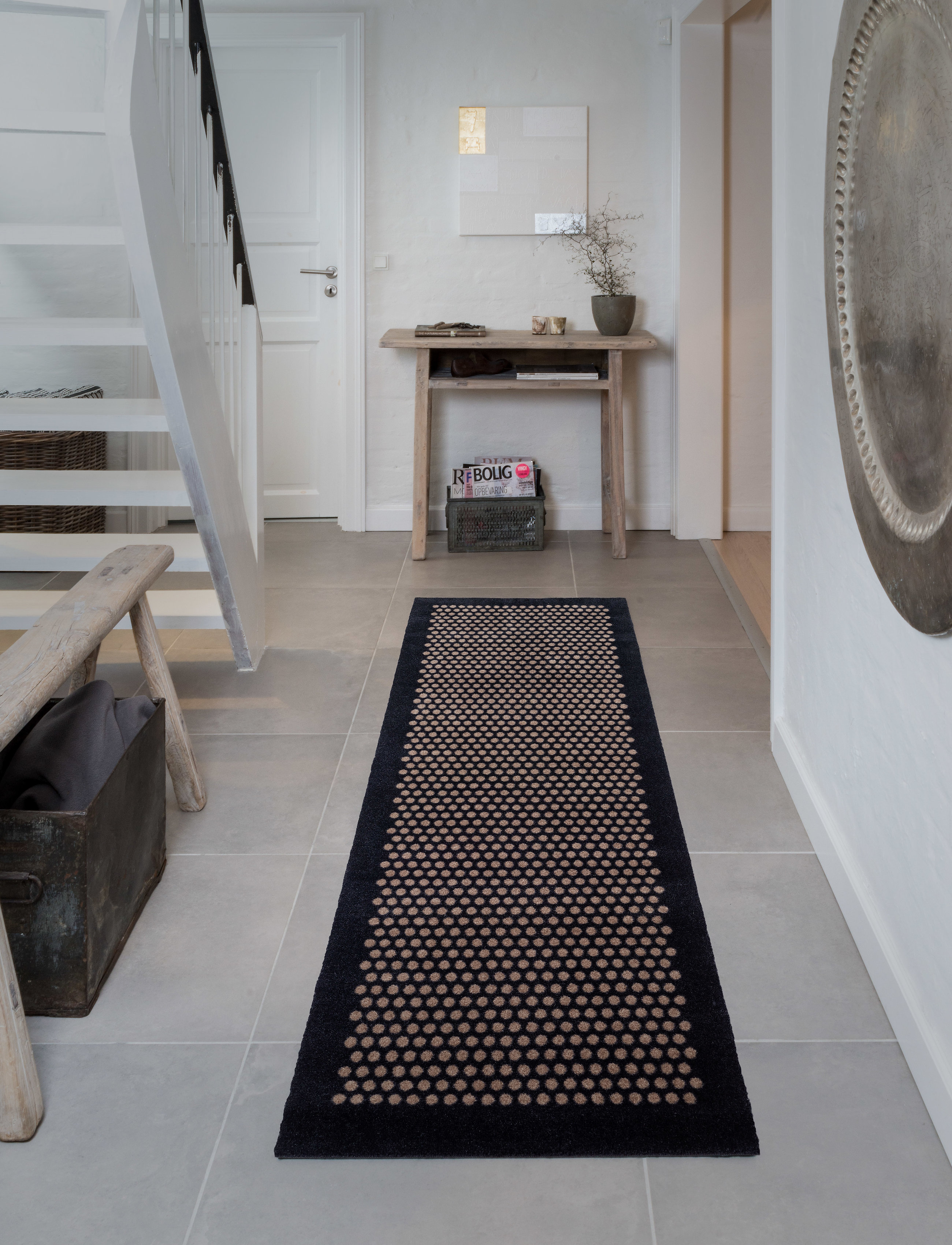 tica copenhagen Floormat Polyamide, 200X67 Cm, Dot Design, 200X67X0.7 cm, Rugs & Carpets, Schwarz - Hallway Runners, Homeware