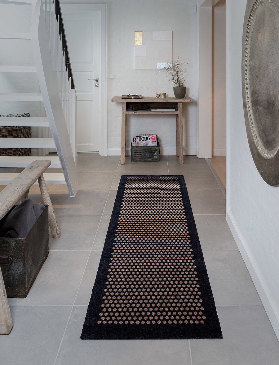 tica copenhagen - Floormat polyamide, 200x67 cm, dot design - flurläufer - black/beige - 0