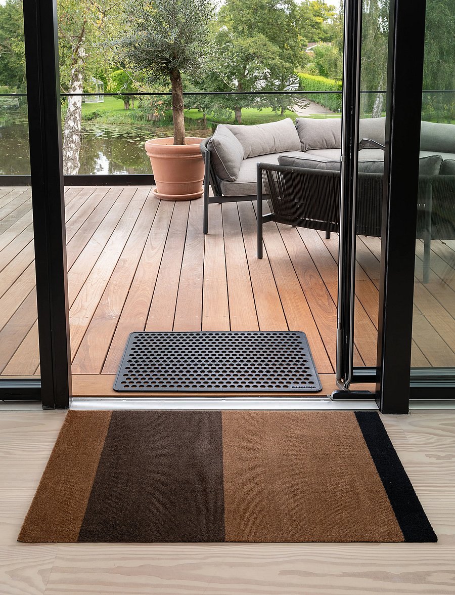 tica copenhagen - Floormat/carpet cognac stripes 90x130 cm - flurläufer - brown - 0