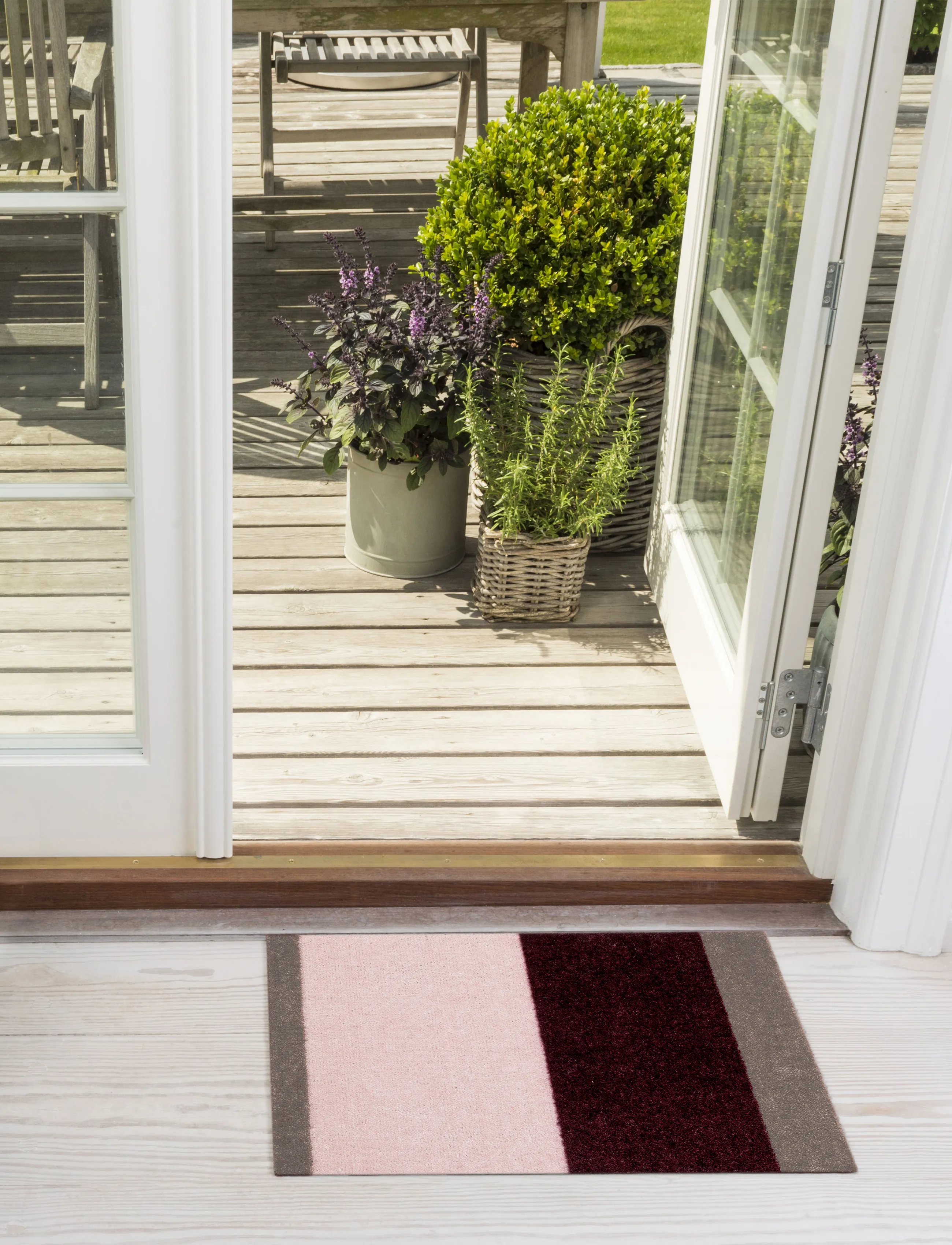 tica copenhagen - Floormat, Stripes Bordeaux/rose/sand, 40x60x0,7 cm - bordeuaux/rose/sand - 3