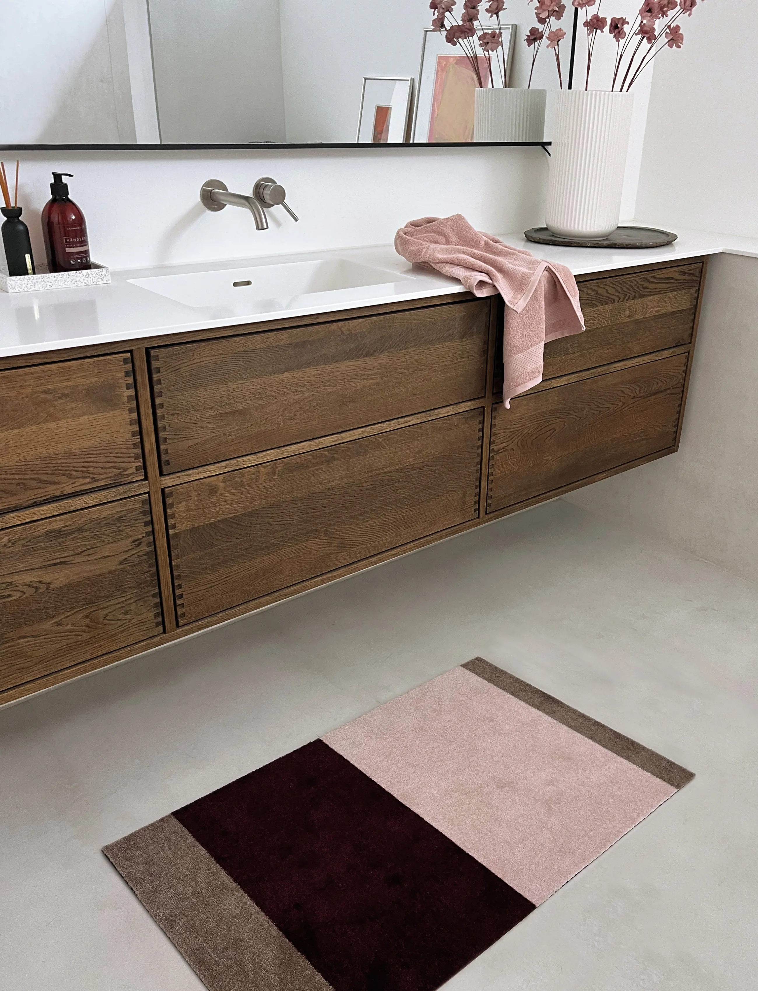 tica copenhagen - Floormat, Stripes Bordeaux//rose/sand, 60x90x0,7 cm - bordeuaux/rose/sand - 4